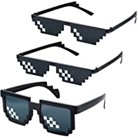 Gafas de Sol Thug Life-3 Pack Gafas Pixeladas Gafas de Mosaico Gafas de Sol MLG 8 Bit Style Gafas para hombres Mujeres…